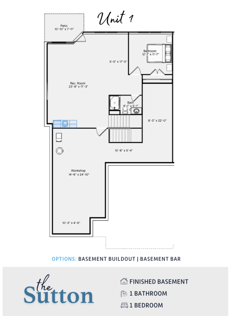 Sutton Unit 1 Basement Bar Buildout
