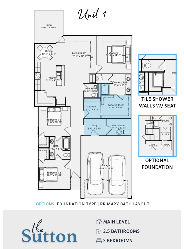 Sutton Unit 1 Primary Bath Layout